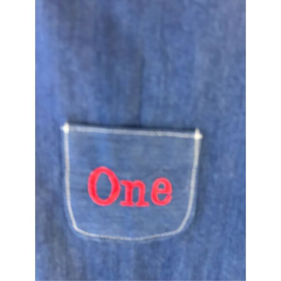 "One" denim Jean overalls "Happy Birthday Photo Outfit" - Picture 3 of 8